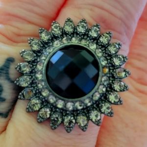 Custume  Black Jeweled Ring